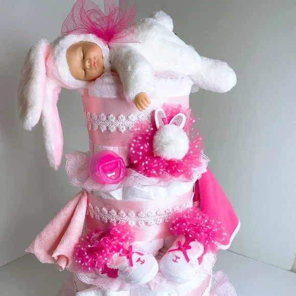 Bunny Diaper Cake, Easter Diaper Cake